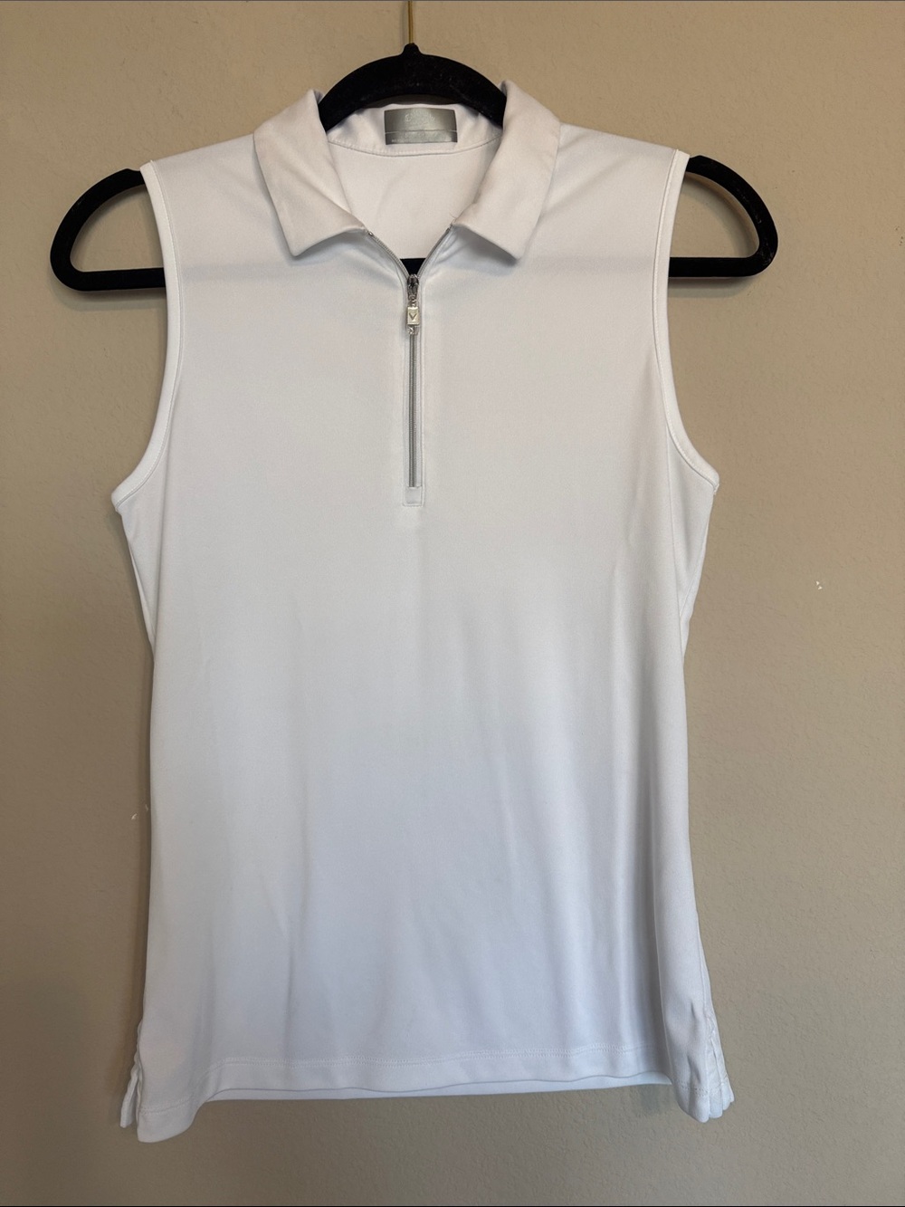 Callaway White Sleeveless Zip Polo Tank